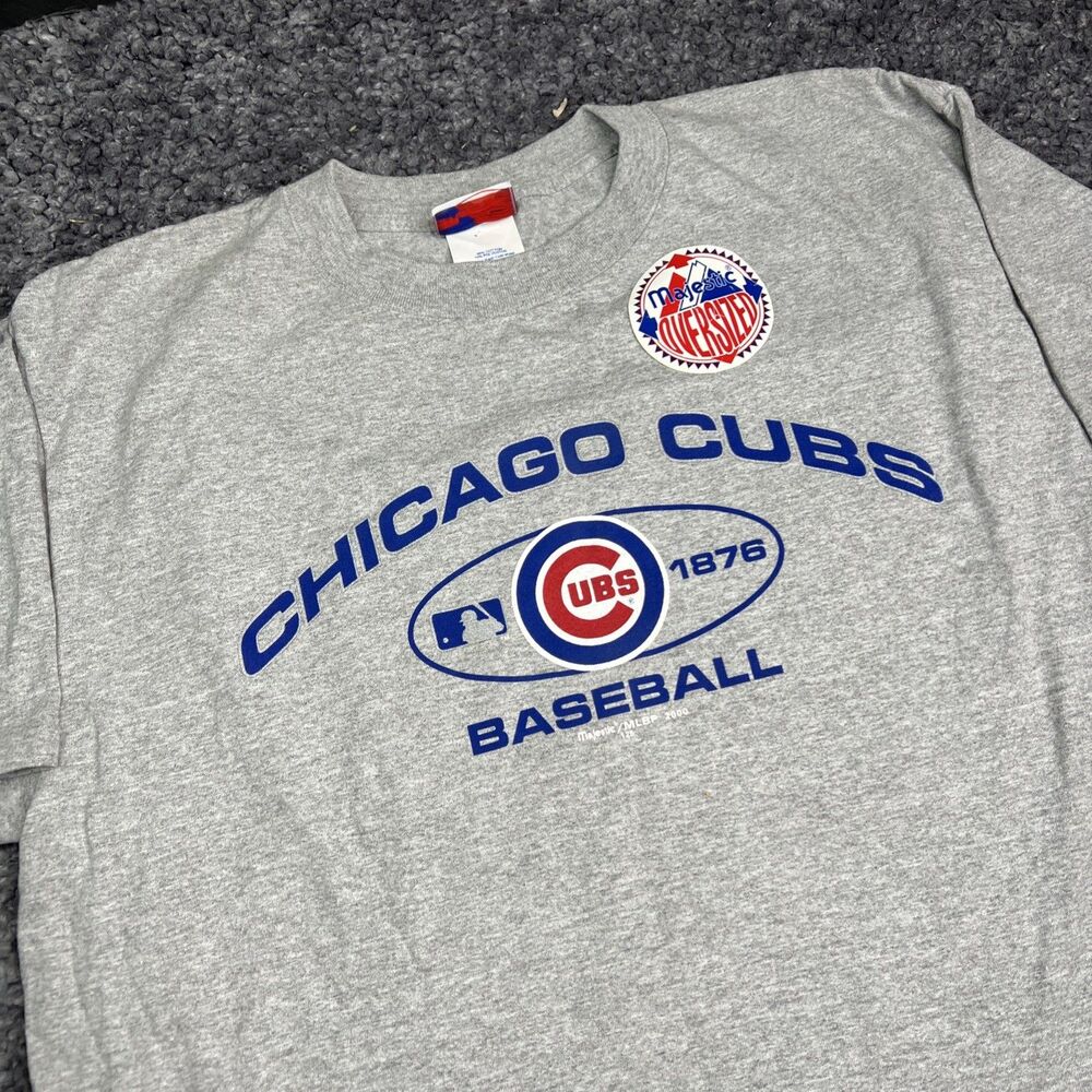 Vintage Majestic MLB Authentic Chicago Cubs T-shirt Mens L Gray Baseball Tee USA